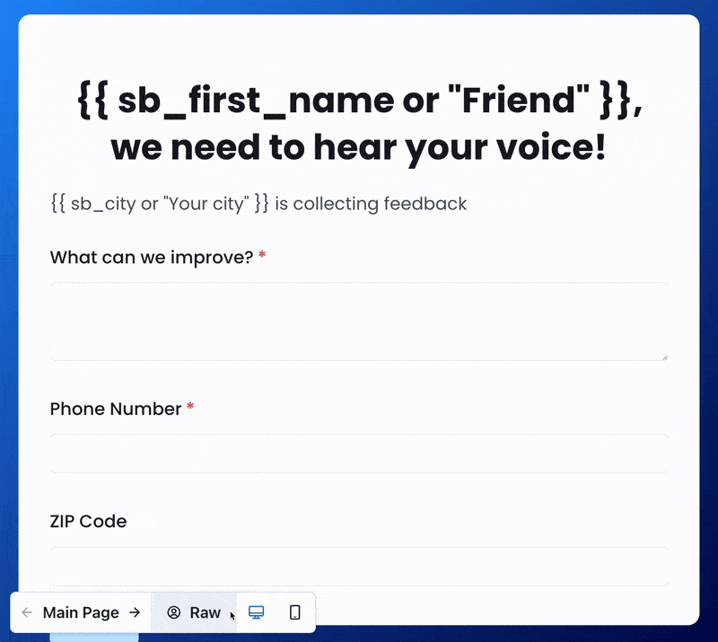 Switchboard forms personalization preview