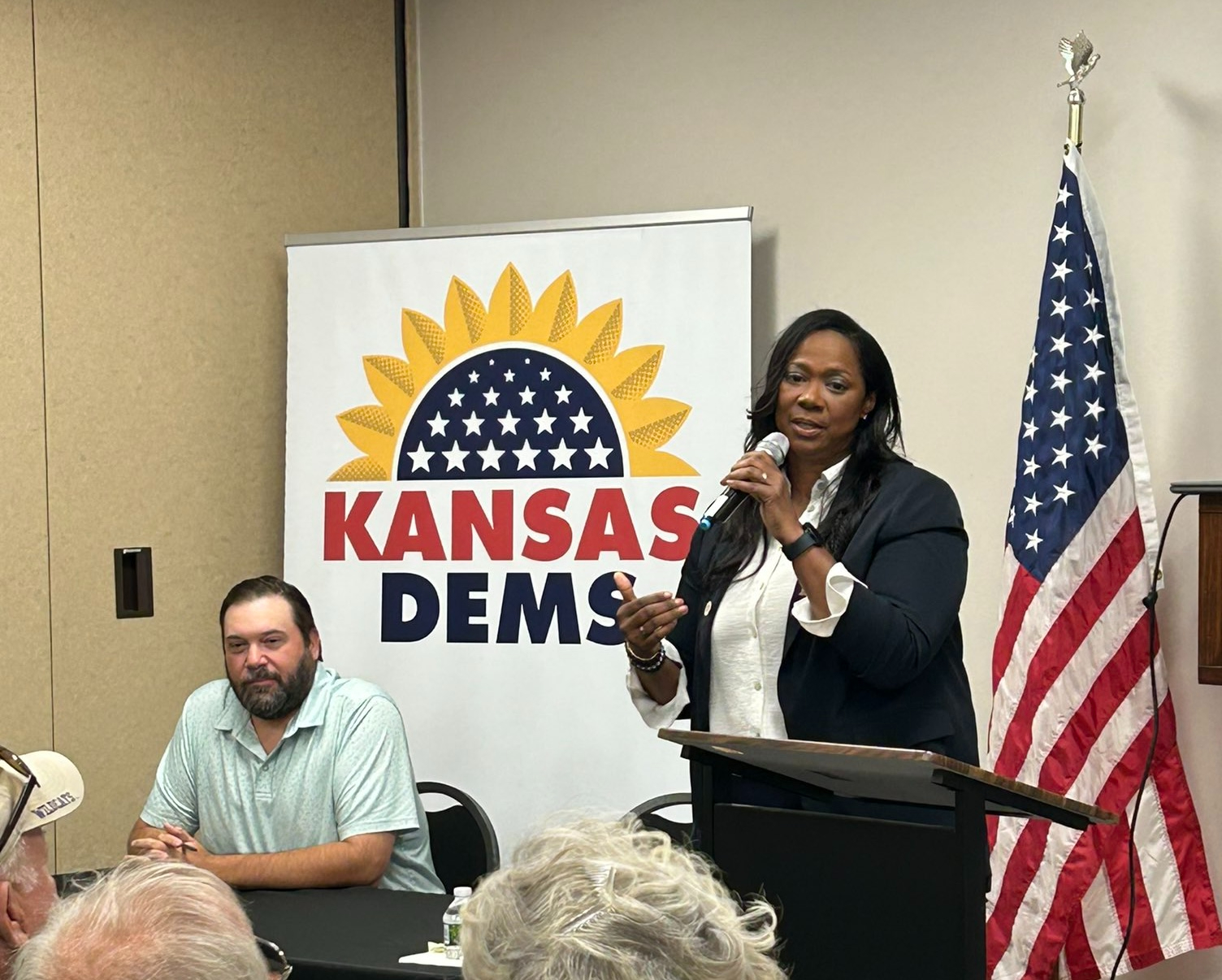 Jeanna Repass speaking at a Town Hall