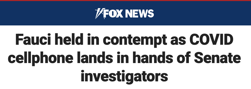 Fox News: Fauci held in contempt