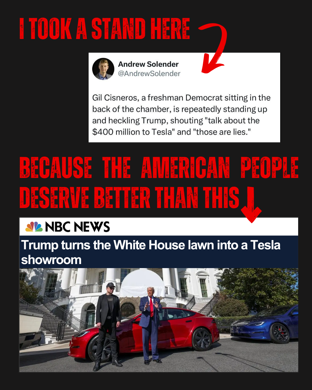 Rep. Gil Cisneros defies Trump, Tesla