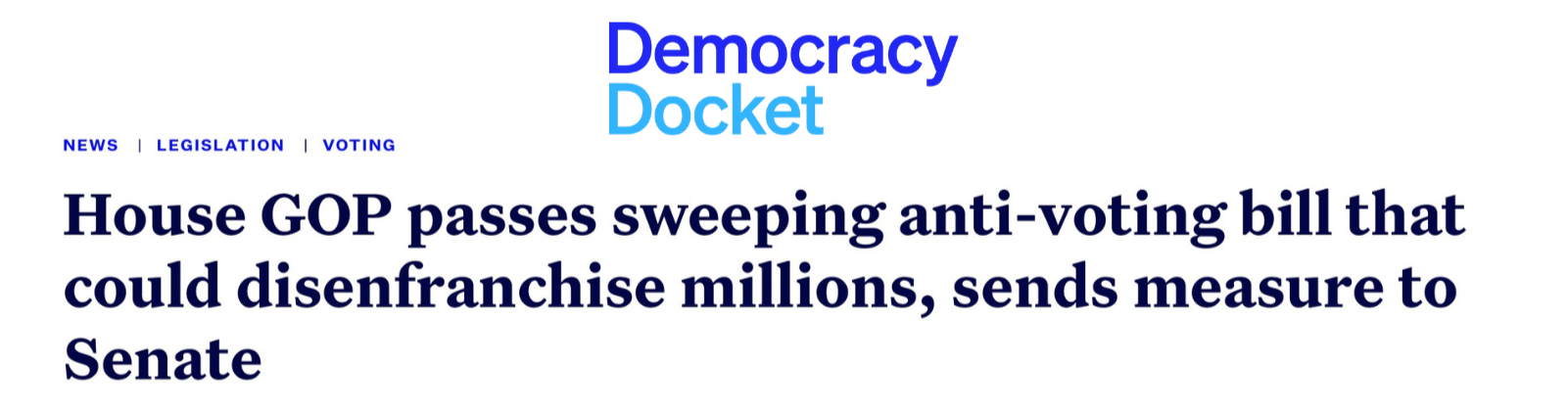 News headline: SAVE Act attack on voting rights