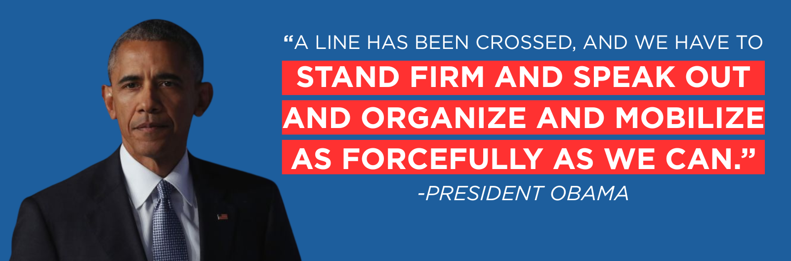 Graphic urging Americans to stand firm, speak out, and organize