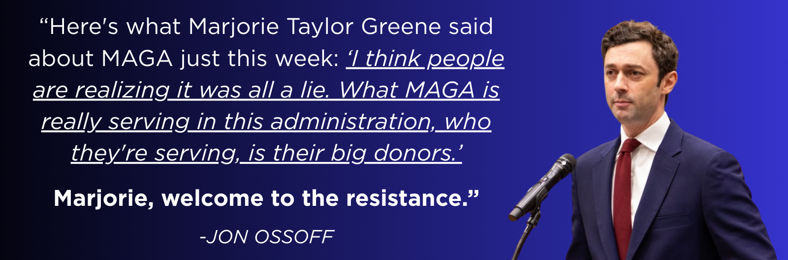 Ossoff welcomes MAGA defectors to the resistance