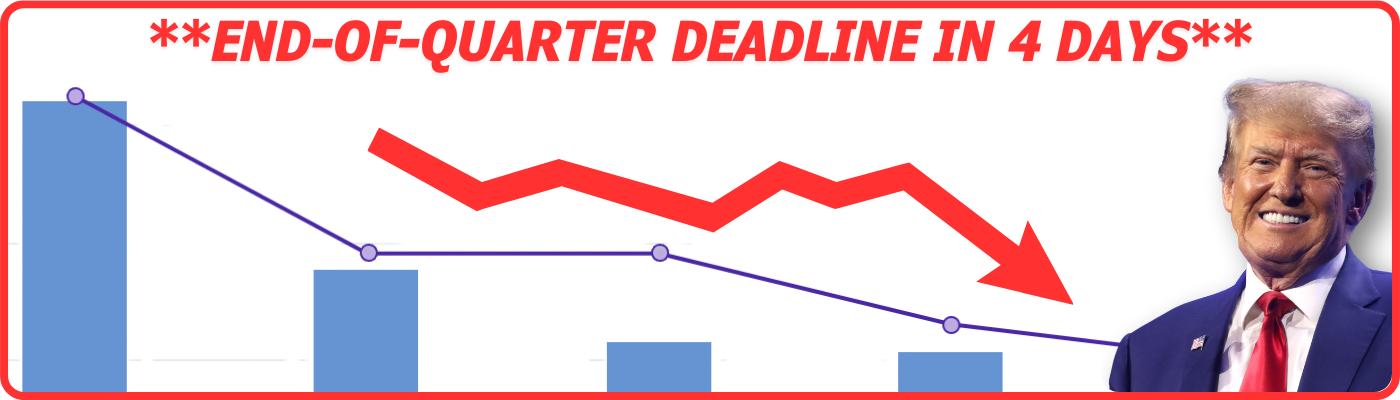 Donations plummeting graph - End-of-Quarter deadline in 4 days