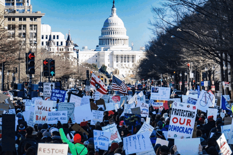 No Kings protest sign