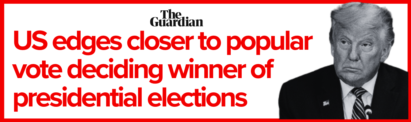 The Guardian: US edges closer to popular vote deciding winner of presidential elections / Photo of Donald Trump