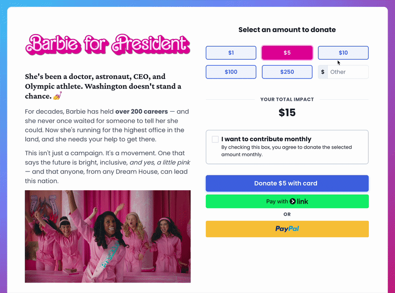 Switchboard's Count On Me contribution form
