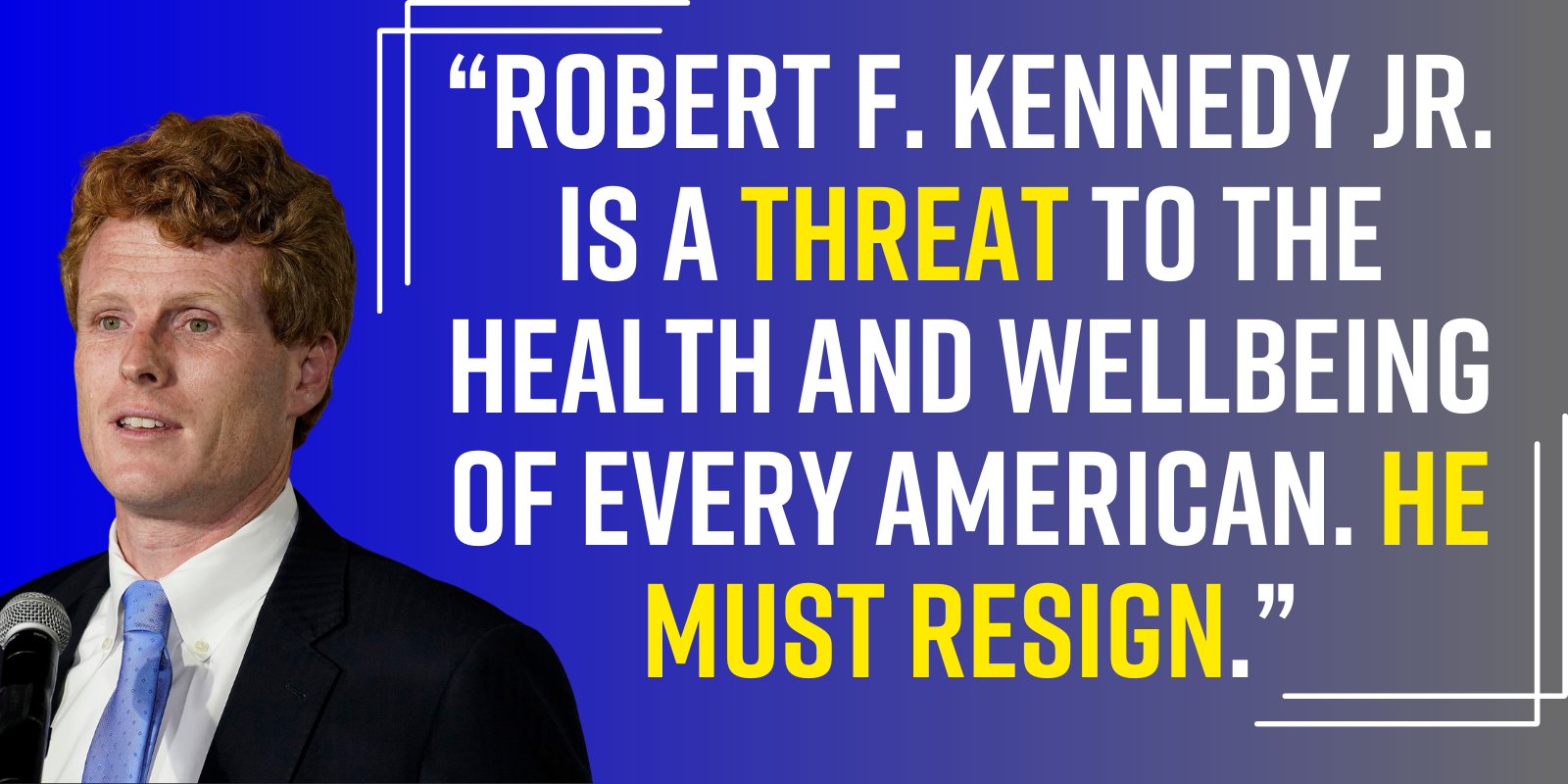 Robert F. Kennedy Jr. is a threat to the health and wellbeing of every American. He must resign. Robert F. Kennedy Jr. is a threat to the health and wellbeing of every American. He must resign.