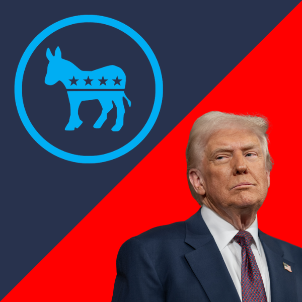 Trump and Democratic Party logo Trump and Democratic Party logo