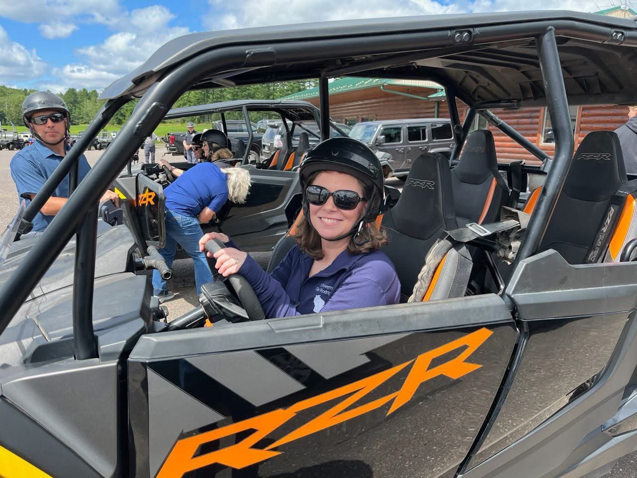 Sara starting her UTV ride